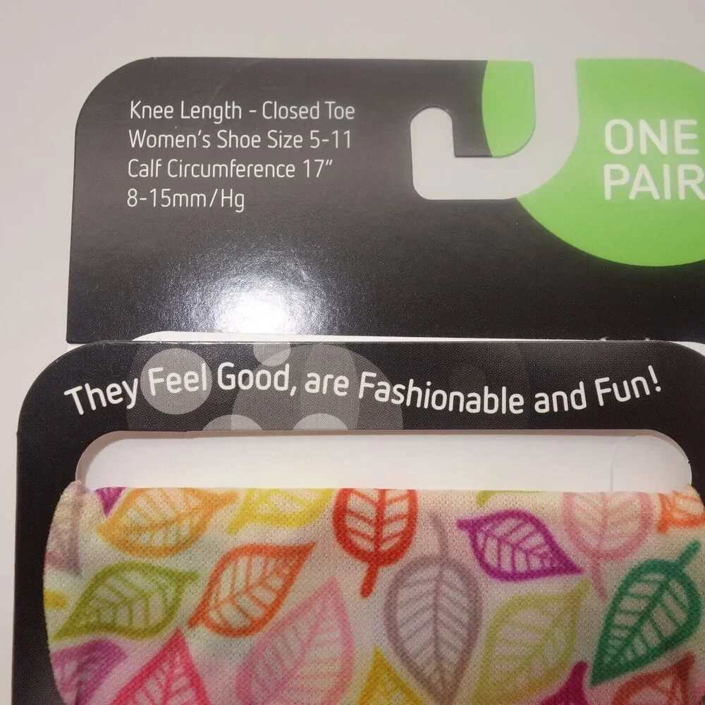 NEW Cutieful Therapeutic Compression Socks Fits Size 5-11 Vibrant Fall Leaves